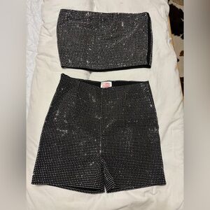 Women’s rhinestone tub top and shorts set